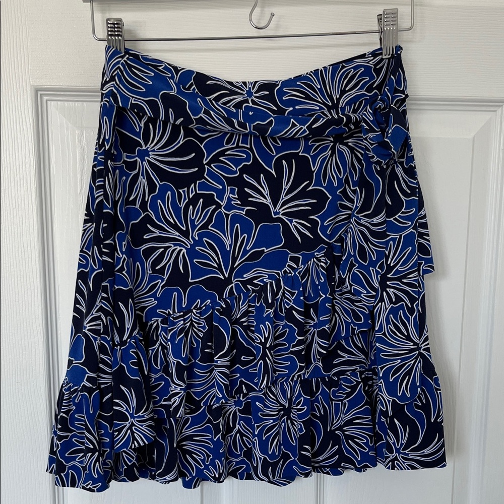 Michael Kors Blue and Black Floral Skirt